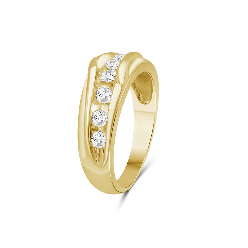 Diamonair Lab Grown Diamond (F/VS+) 1.00 carat Round cut Sterling Silver Men's Ring - Sterling Silver | Gold over Silver