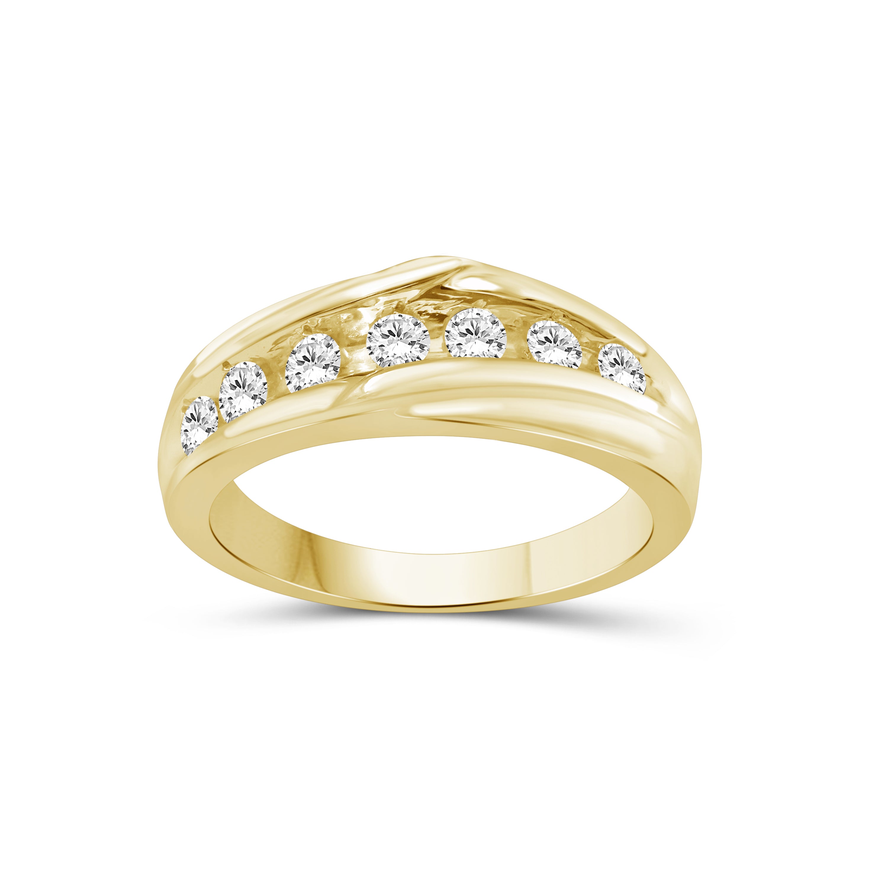 Diamonair Lab Grown Diamond (F/VS+) 1.00 carat Round cut Sterling Silver Men's Ring - Sterling Silver | Gold over Silver