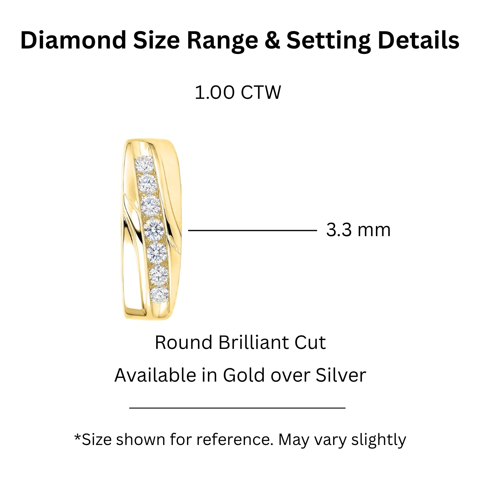 Diamonair Lab Grown Diamond (F/VS+) 1.00 carat Round cut Sterling Silver Men's Ring - Sterling Silver | Gold over Silver