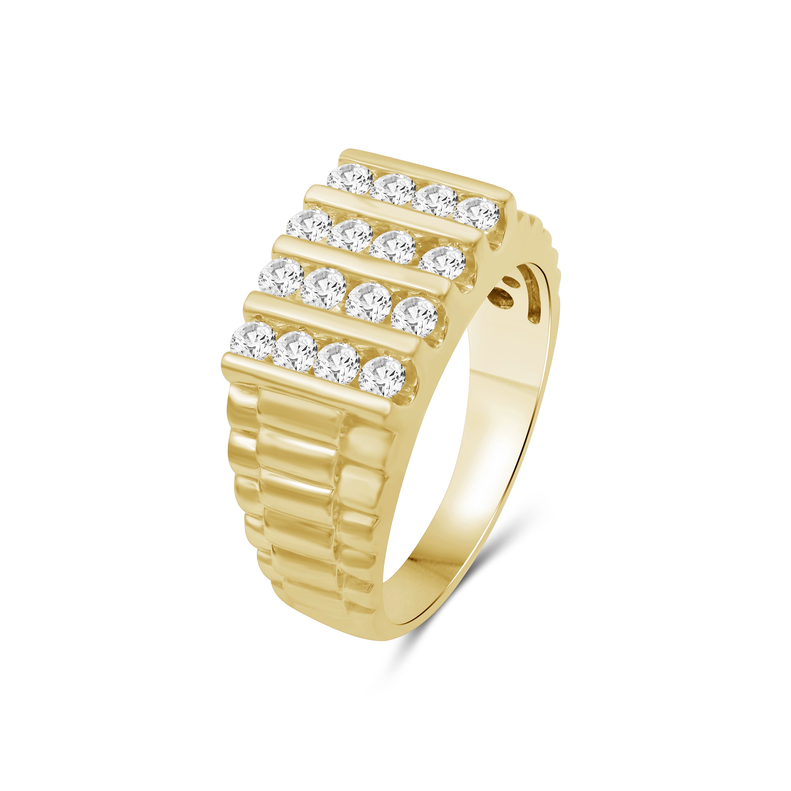 Diamonair Lab Grown Diamond (F/VS+) 1.00 carat Round cut Sterling Silver Men's Ring - Sterling Silver | Gold over Silver