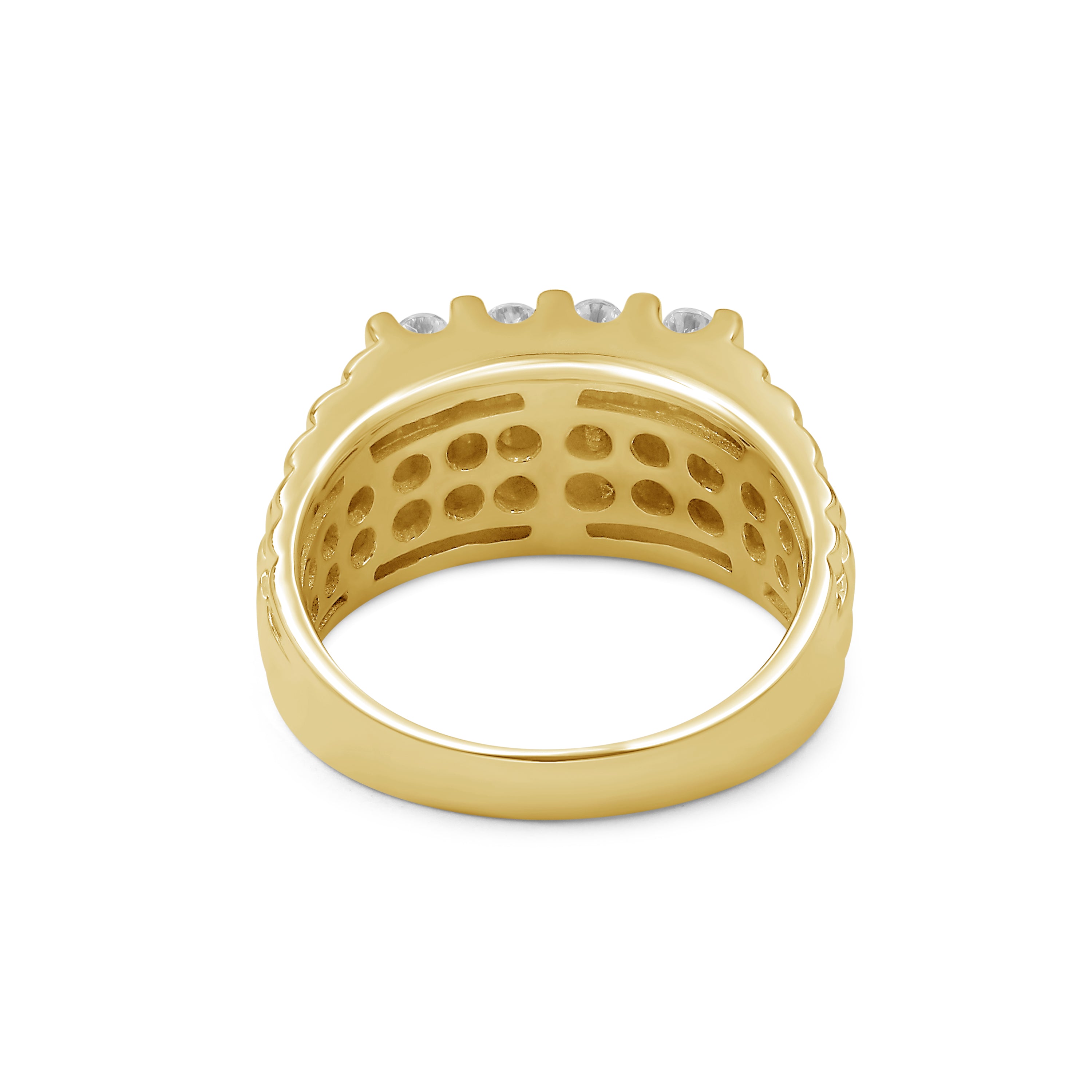 Diamonair Lab Grown Diamond (F/VS+) 1.00 carat Round cut Sterling Silver Men's Ring - Sterling Silver | Gold over Silver
