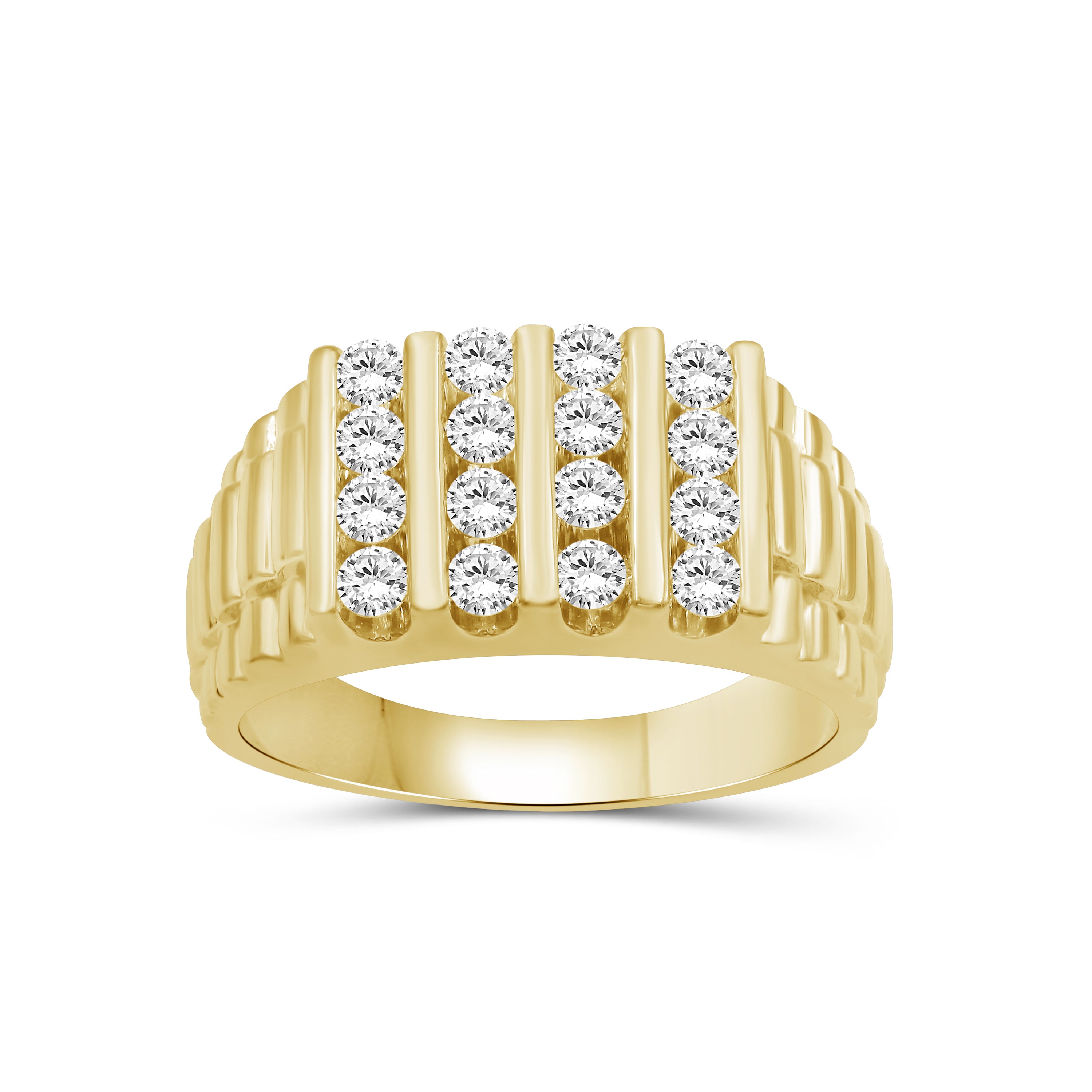 Diamonair Lab Grown Diamond (F/VS+) 1.00 carat Round cut Sterling Silver Men's Ring - Sterling Silver | Gold over Silver
