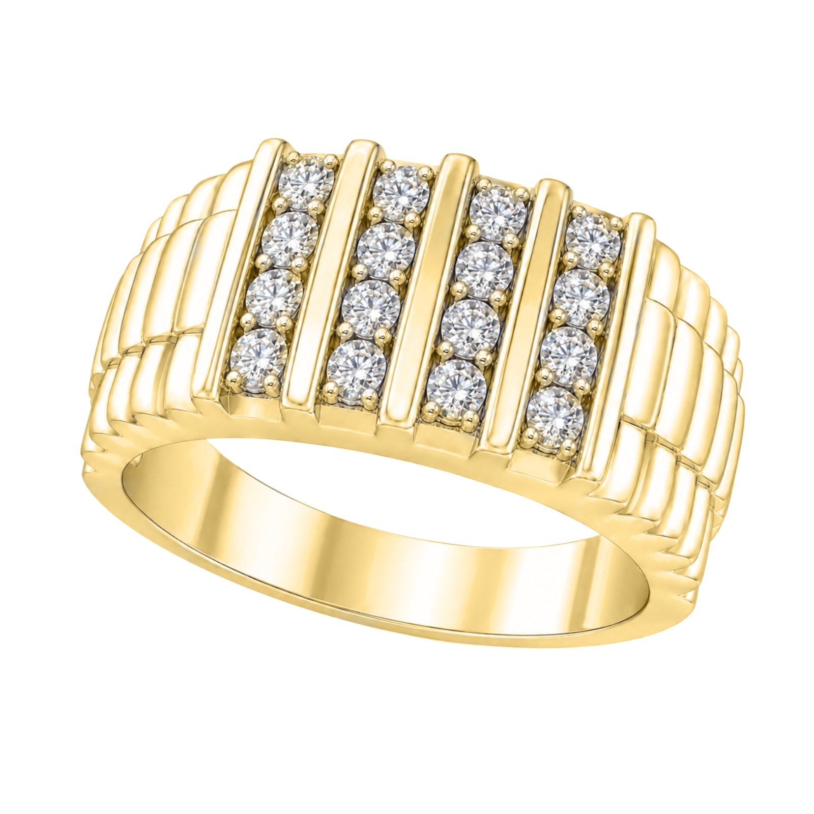 Diamonair Lab Grown Diamond (F/VS+) 1.00 carat Round cut Sterling Silver Men's Ring - Sterling Silver | Gold over Silver