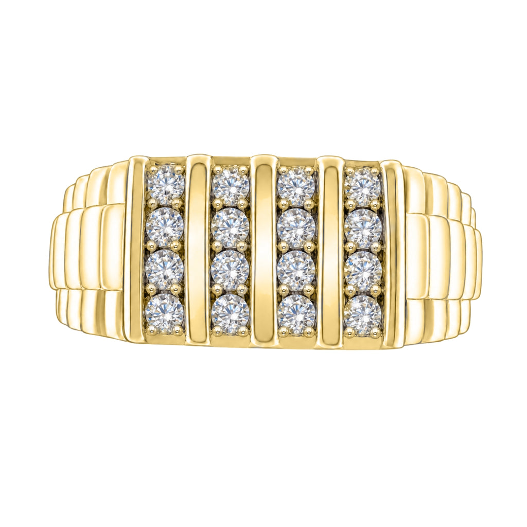 Diamonair Lab Grown Diamond (F/VS+) 1.00 carat Round cut Sterling Silver Men's Ring - Sterling Silver | Gold over Silver