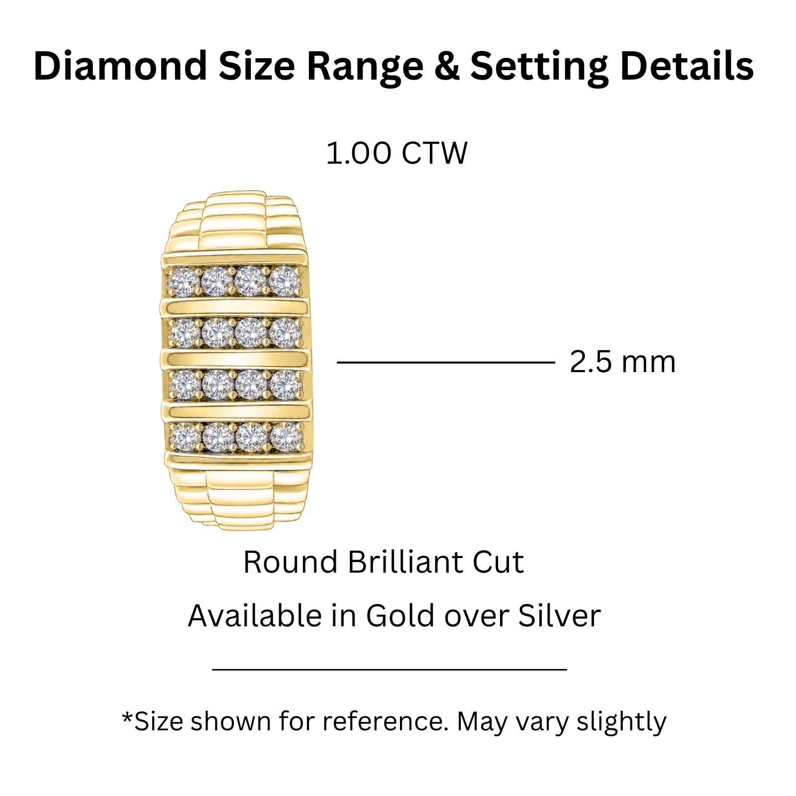 Diamonair Lab Grown Diamond (F/VS+) 1.00 carat Round cut Sterling Silver Men's Ring - Sterling Silver | Gold over Silver