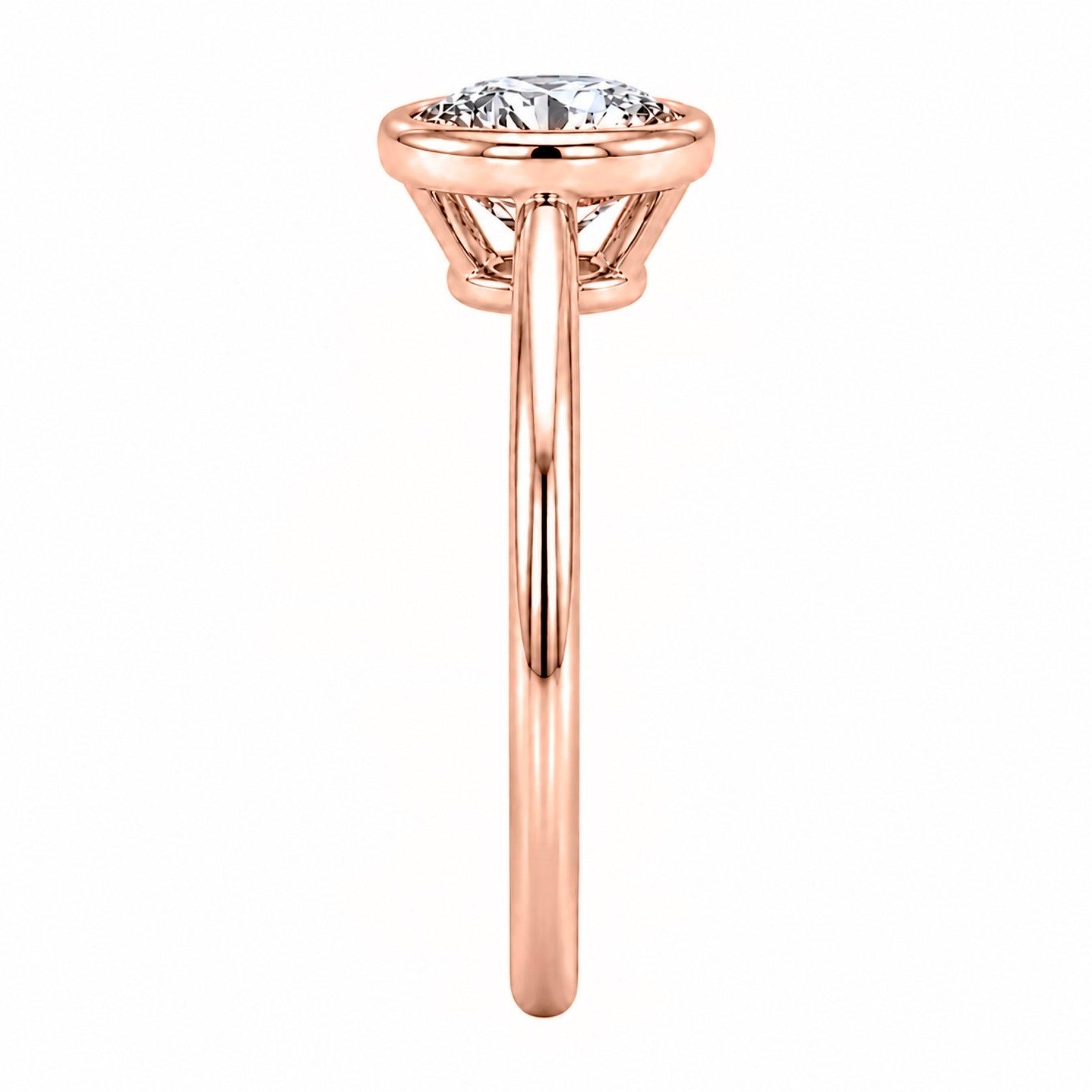 1.00-6.00 Carat T.W. Round-cut IGI Certified Lab Grown Diamond (F/VS+) 14K Gold Bezel Set Ring