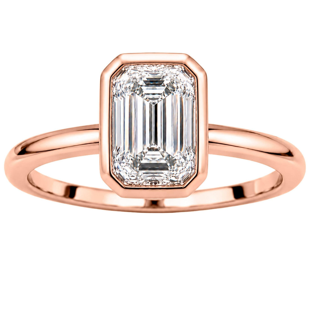 Diamonair Solitaire Ring Set - Lab Grown Diamond 14K Gold Bezel Solitaire Ring