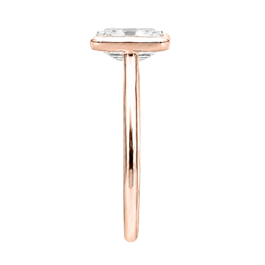 1.00-6.00 Carat T.W. Emerald-cut IGI Certified Lab Grown Diamond (F/VS+) 14K Gold Bezel Set Ring