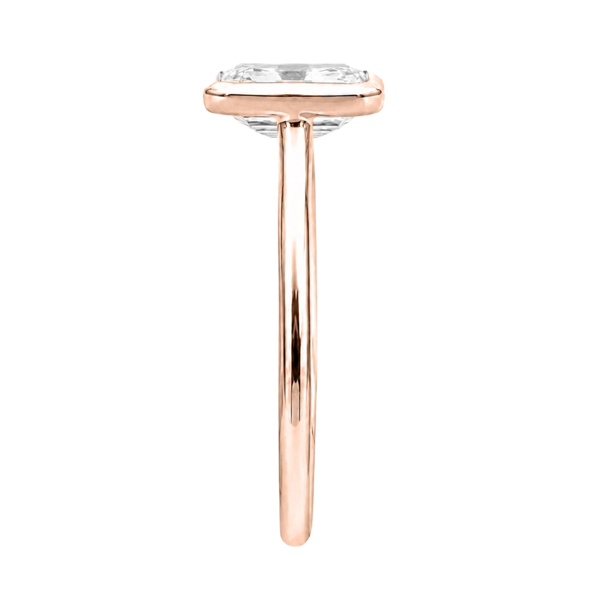 1.00-6.00 Carat T.W. Emerald-cut IGI Certified Lab Grown Diamond (F/VS+) 14K Gold Bezel Set Ring
