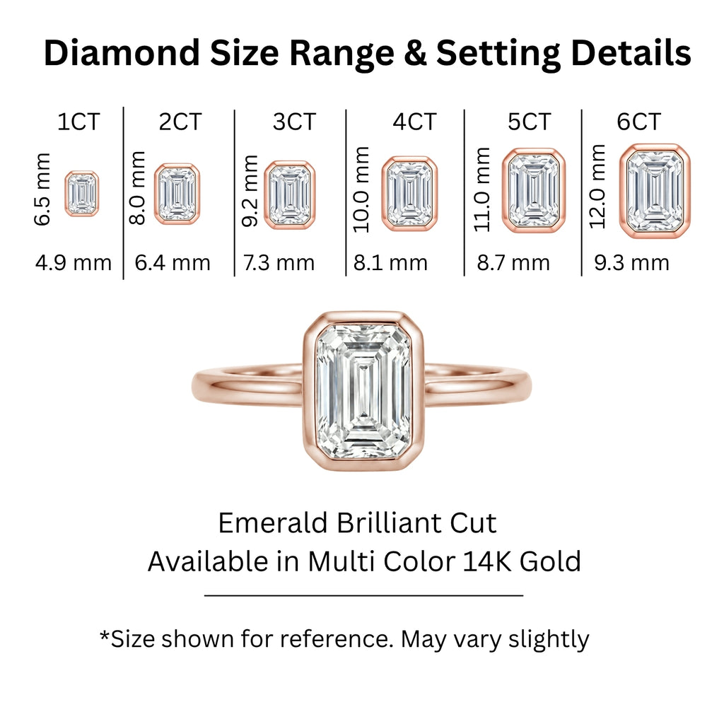 1.00-6.00 Carat T.W. Emerald-cut IGI Certified Lab Grown Diamond (F/VS+) 14K Gold Bezel Set Ring