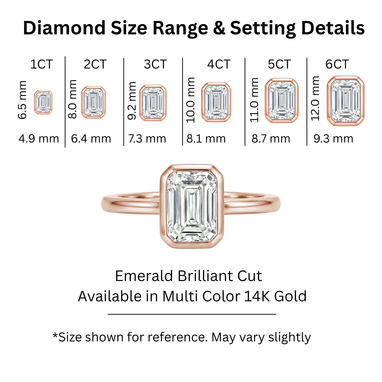 1.00-6.00 Carat T.W. Emerald-cut IGI Certified Lab Grown Diamond (F/VS+) 14K Gold Bezel Set Ring