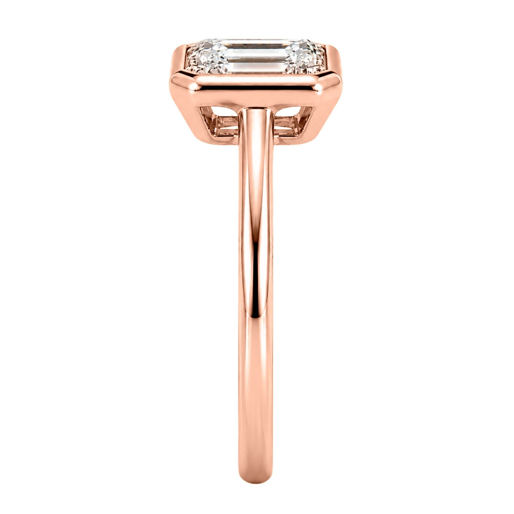 1.00-6.00 Carat T.W. Emerald-cut IGI Certified Lab Grown Diamond (F/VS+) 14K Gold Bezel Set Ring
