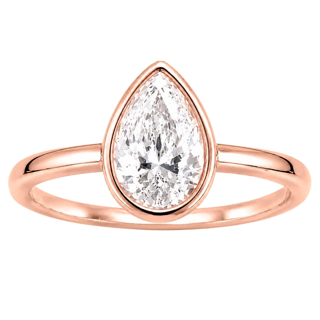 Diamonair Solitaire Ring Set - Lab Grown Diamond 14K Gold Bezel Solitaire Ring