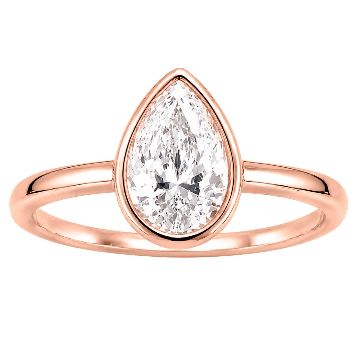 Diamonair Solitaire Ring Set - Lab Grown Diamond 14K Gold Bezel Solitaire Ring
