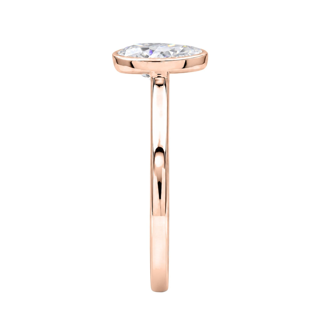 1.00-6.00 Carat T.W. Pear-cut IGI Certified Lab Grown Diamond (F/VS+) 14K Gold Bezel Set Ring