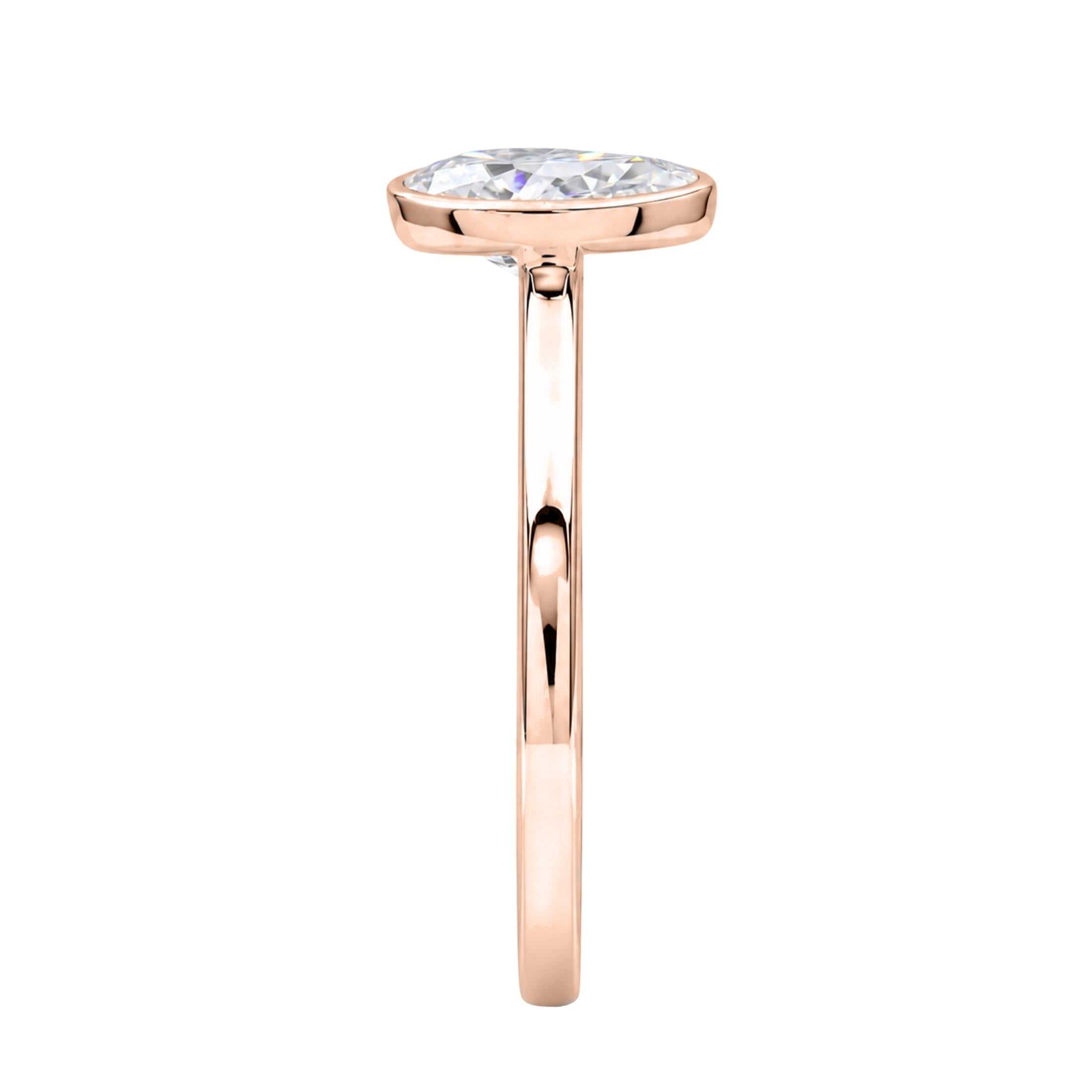 1.00-6.00 Carat T.W. Pear-cut IGI Certified Lab Grown Diamond (F/VS+) 14K Gold Bezel Set Ring