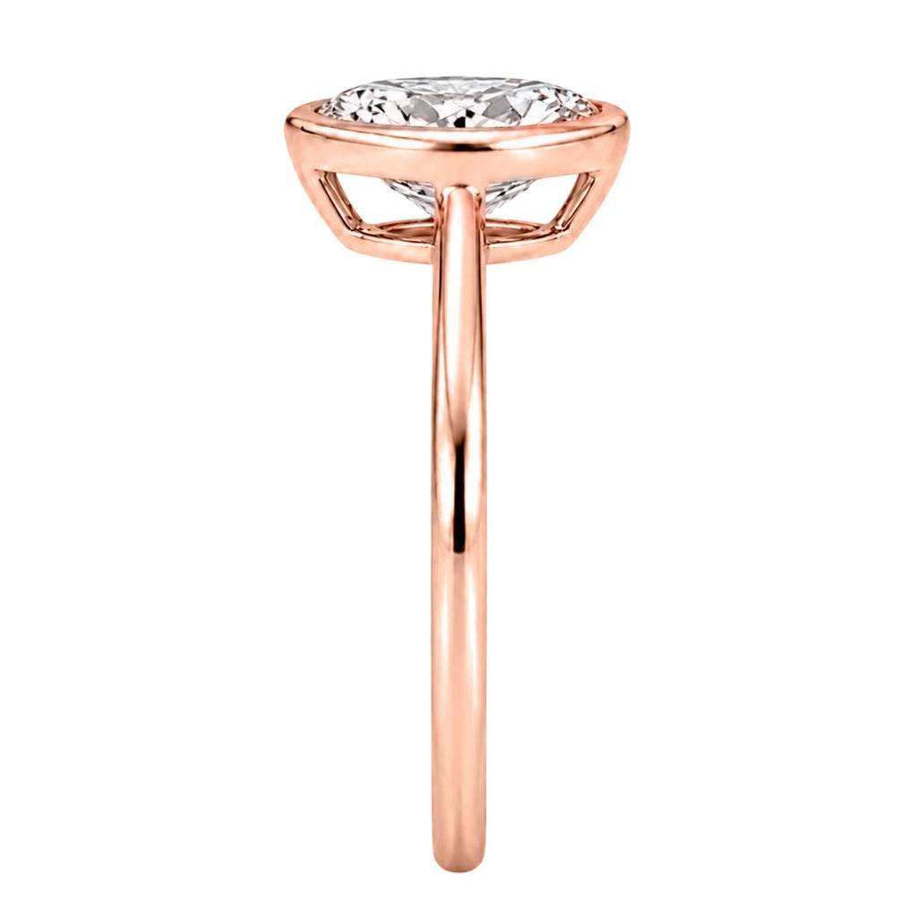 1.00-6.00 Carat T.W. Pear-cut IGI Certified Lab Grown Diamond (F/VS+) 14K Gold Bezel Set Ring