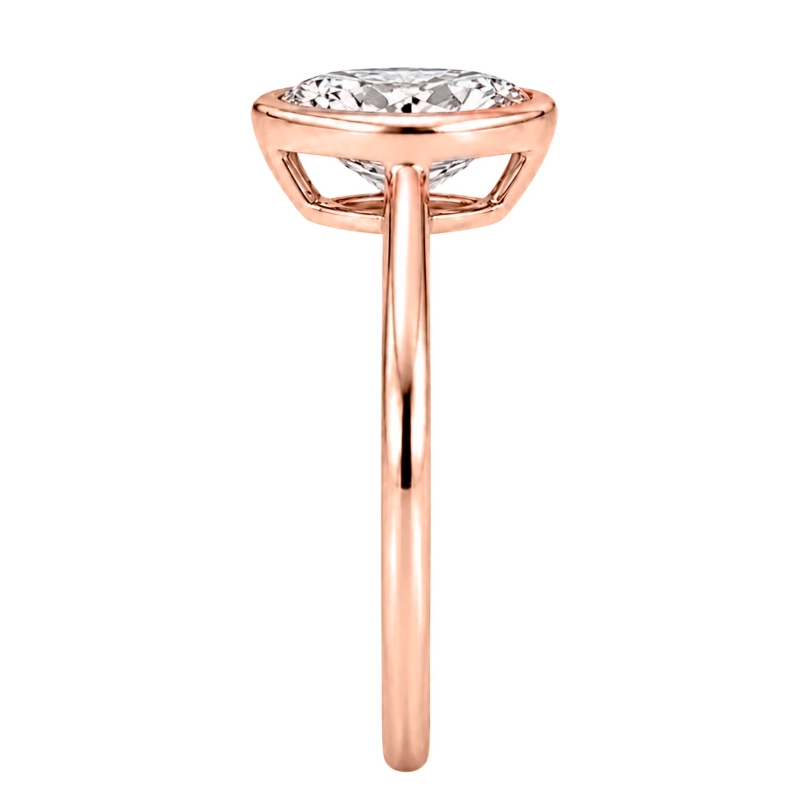 1.00-6.00 Carat T.W. Pear-cut IGI Certified Lab Grown Diamond (F/VS+) 14K Gold Bezel Set Ring