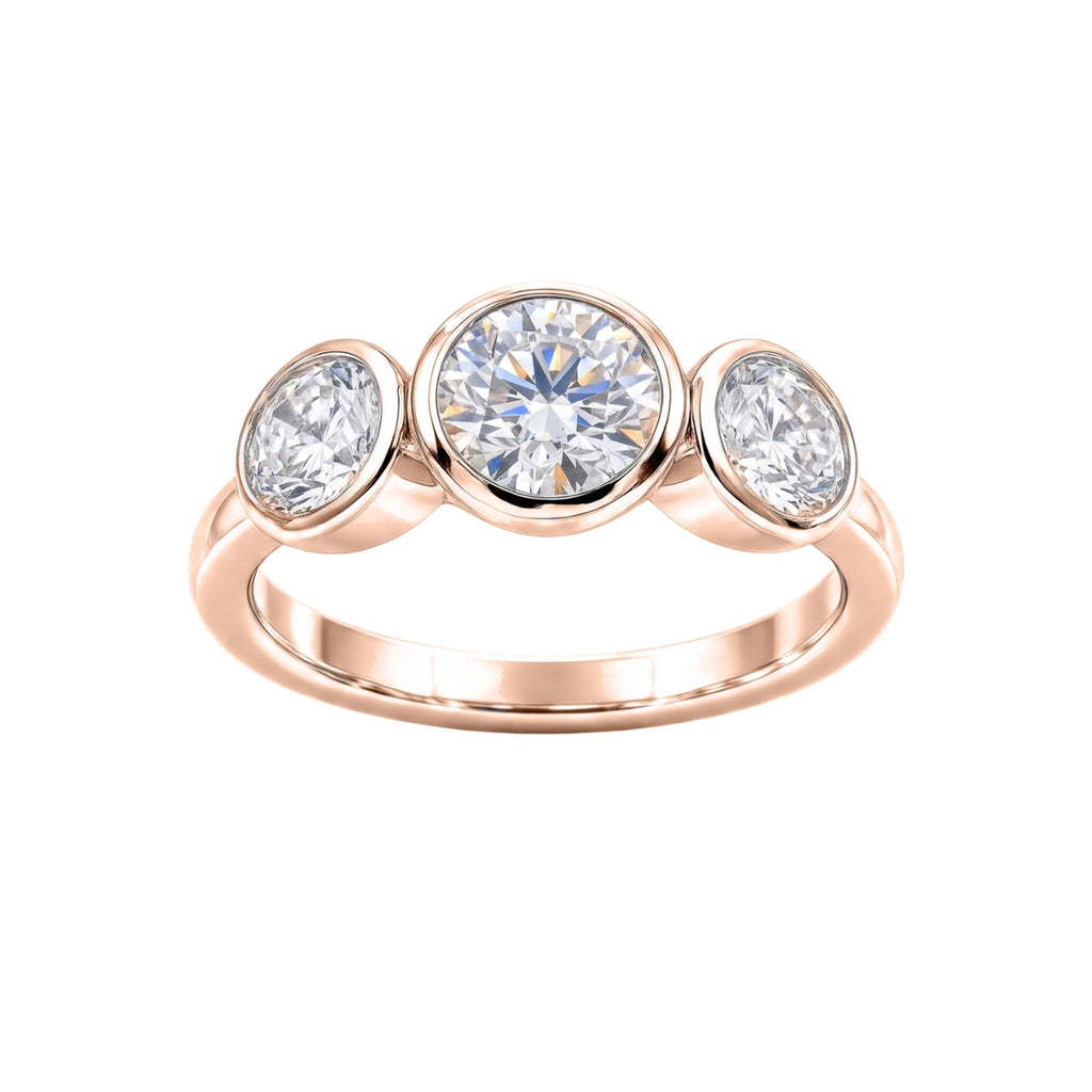 Diamonair 3 Stone Bezel Ring set - Lab Grown Diamond 14K Gold 3 Stone Bezel Ring