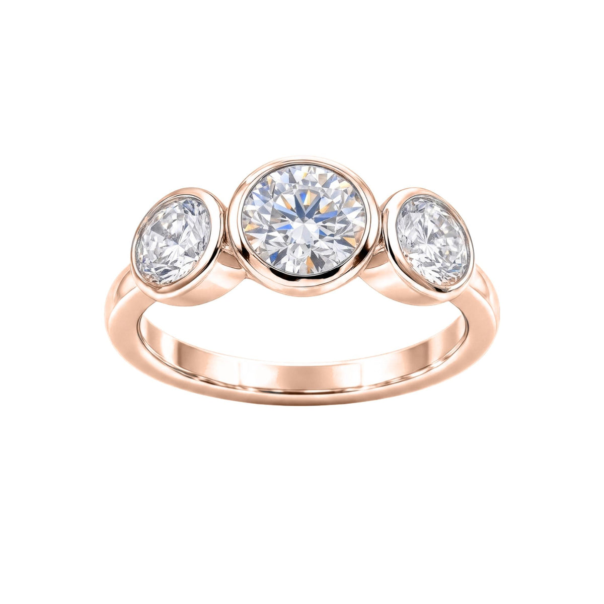 Diamonair 3 Stone Bezel Ring set - Lab Grown Diamond 14K Gold 3 Stone Bezel Ring