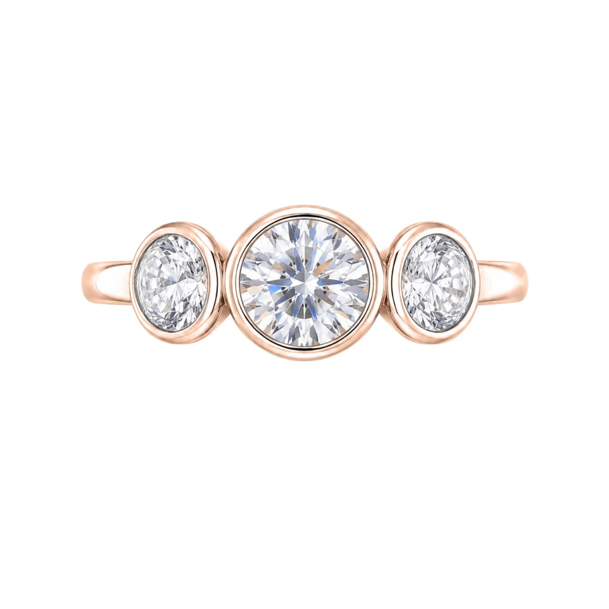 Diamonair 3 Stone Bezel Ring set - Lab Grown Diamond 14K Gold 3 Stone Bezel Ring