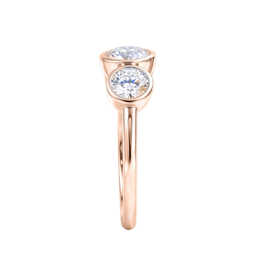 Diamonair 3 Stone Bezel Ring set - Lab Grown Diamond 14K Gold 3 Stone Bezel Ring
