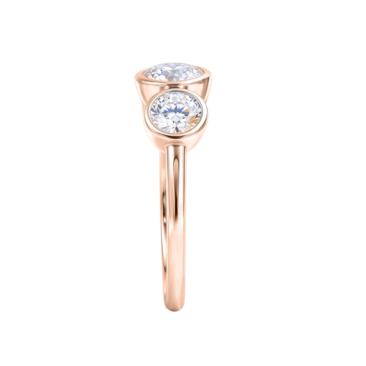 Diamonair 3 Stone Bezel Ring set - Lab Grown Diamond 14K Gold 3 Stone Bezel Ring