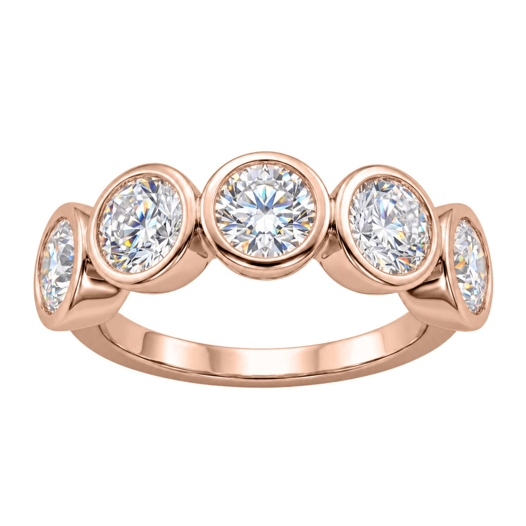 Diamonair 5 Stone Bezel Ring set - Lab Grown Diamond 14K Gold 5 Stone Bezel Ring