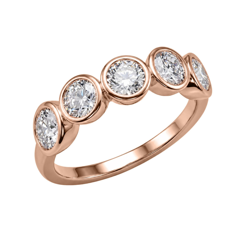 Diamonair 5 Stone Bezel Ring set - Lab Grown Diamond 14K Gold 5 Stone Bezel Ring