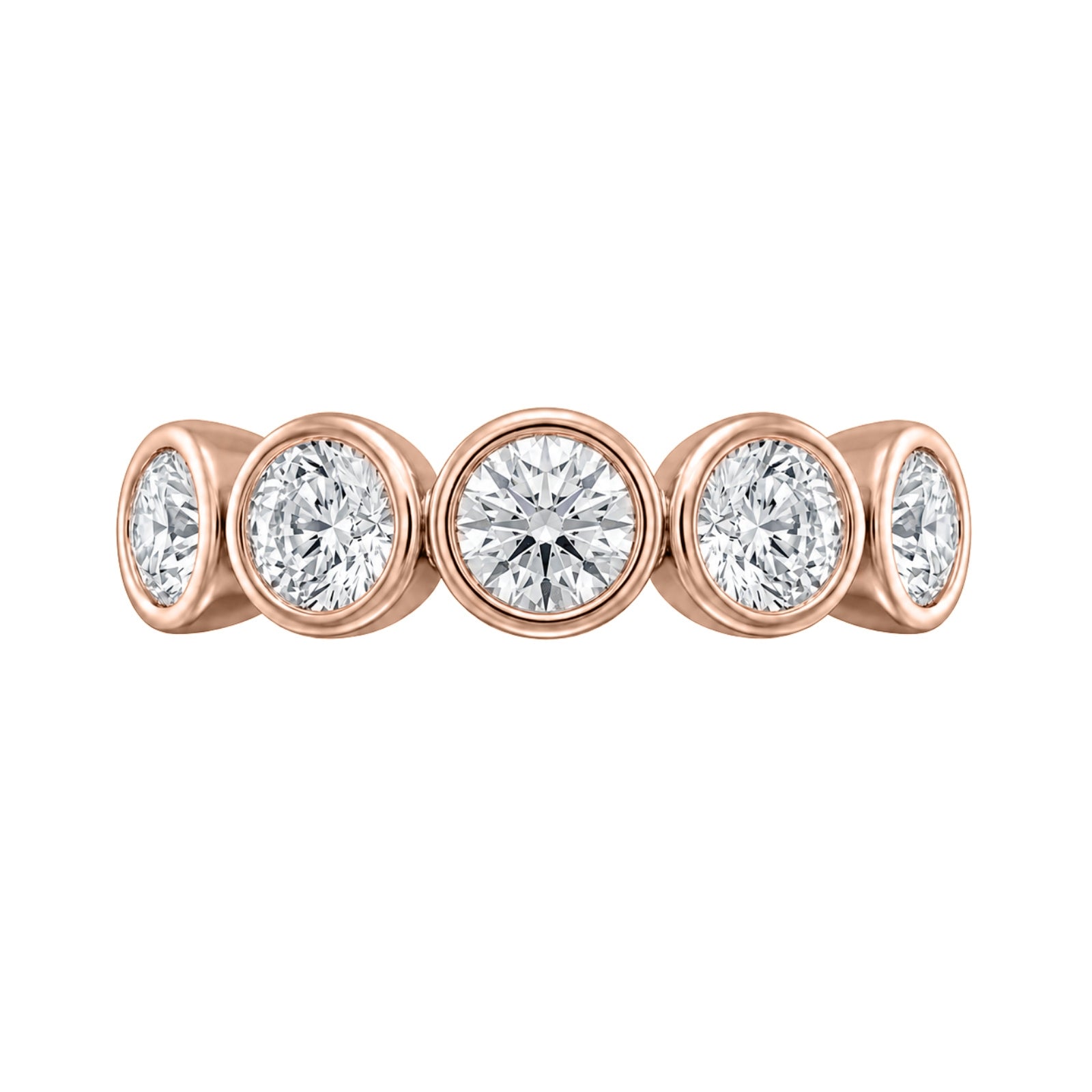 3.00 Carat T.W. Round-cut Lab Grown Diamond (F/VS+) 14K Gold Bezel Set 5 Stone Band Ring