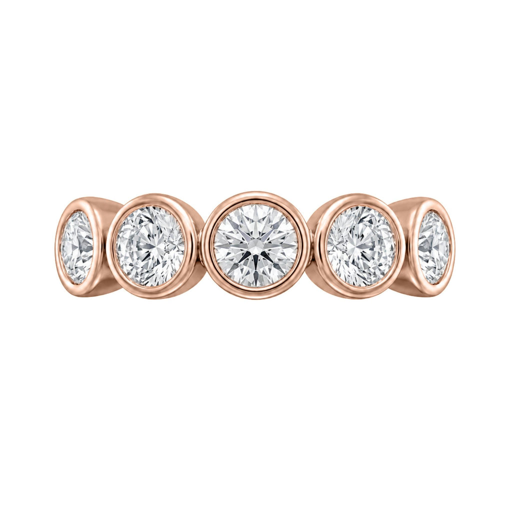 Diamonair 5 Stone Bezel Ring set - Lab Grown Diamond 14K Gold 5 Stone Bezel Ring