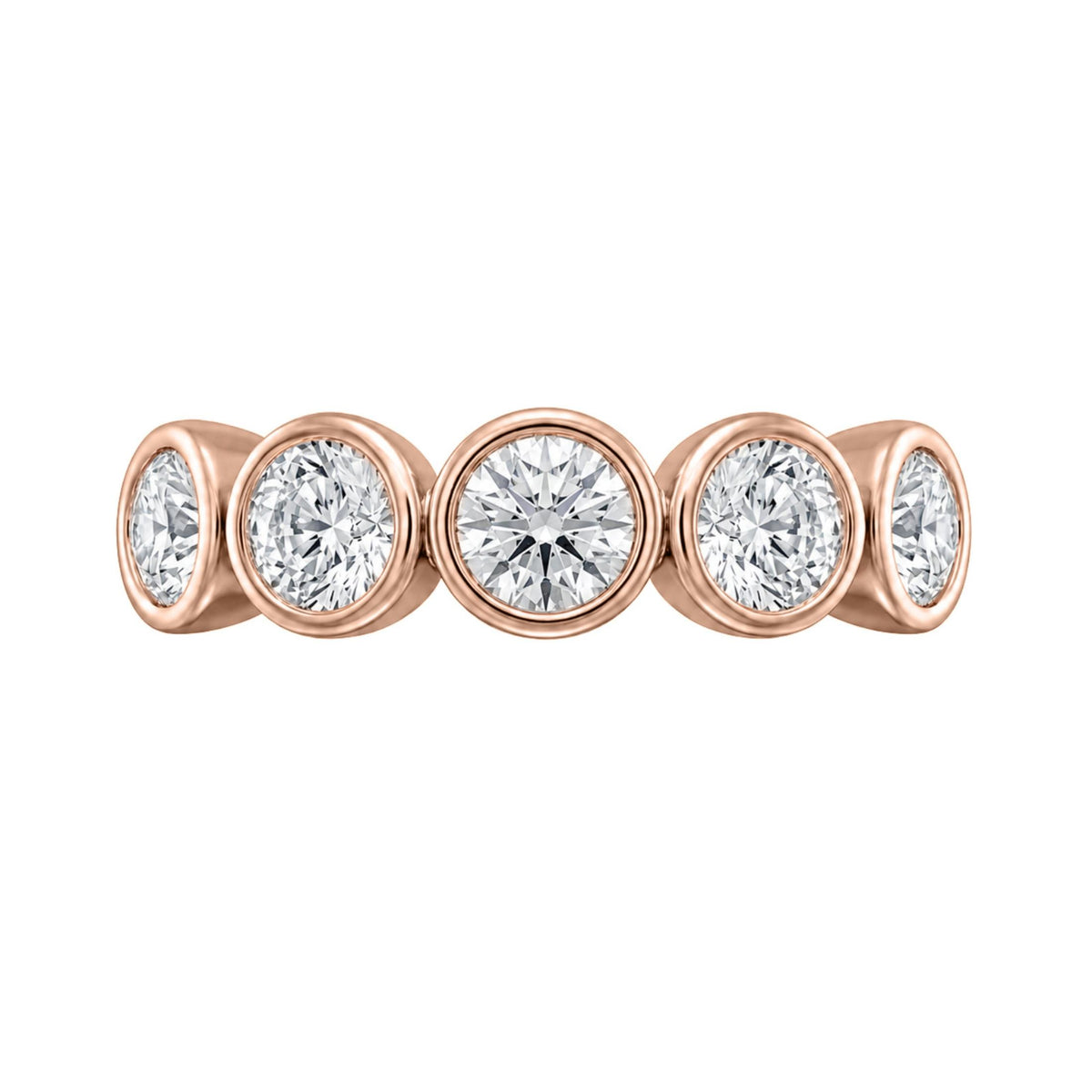 Diamonair 5 Stone Bezel Ring set - Lab Grown Diamond 14K Gold 5 Stone Bezel Ring