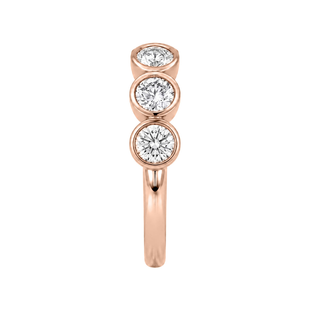 3.00 Carat T.W. Round-cut Lab Grown Diamond (F/VS+) 14K Gold Bezel Set 5 Stone Band Ring