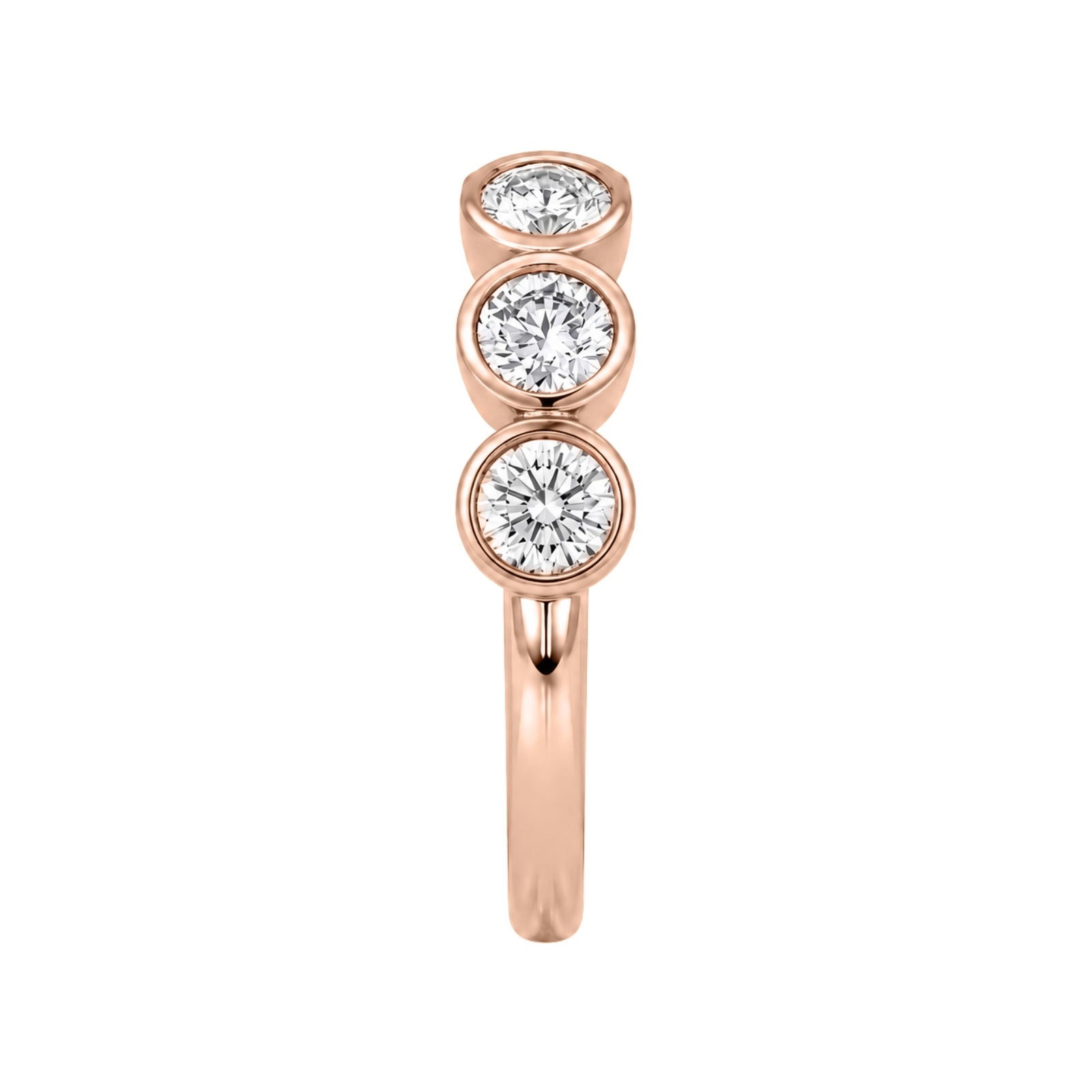 3.00 Carat T.W. Round-cut Lab Grown Diamond (F/VS+) 14K Gold Bezel Set 5 Stone Band Ring