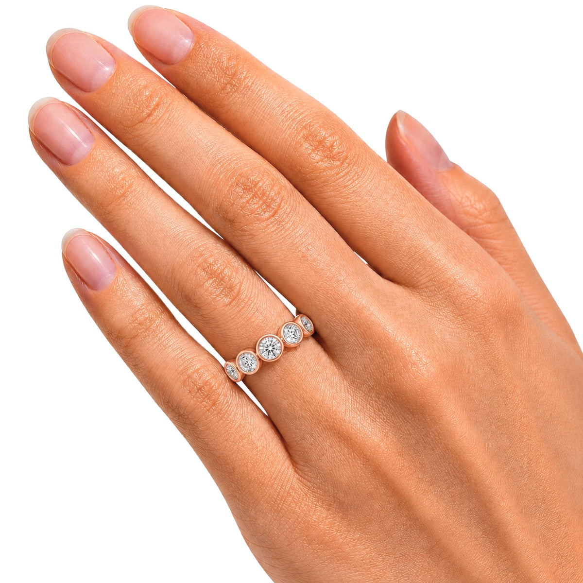 Diamonair 5 Stone Bezel Ring set - Lab Grown Diamond 14K Gold 5 Stone Bezel Ring