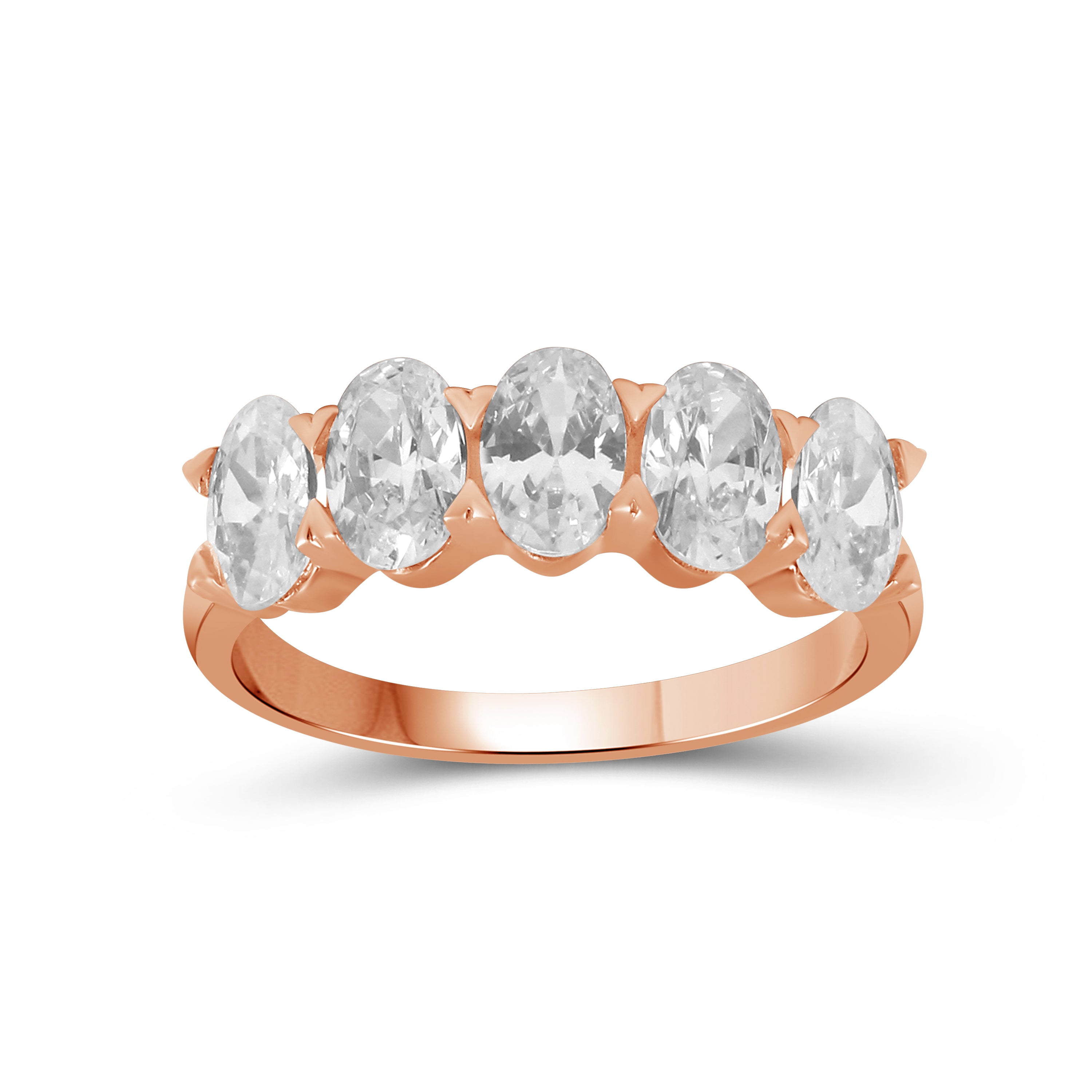 2.00-3.00 Carat T.W. Oval-cut Lab Grown Diamond (F/VS+) 14K Gold 5 Stone Band Ring