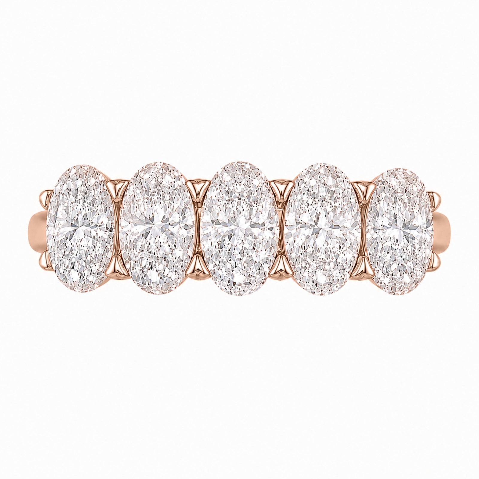 2.00-3.00 Carat T.W. Oval-cut Lab Grown Diamond (F/VS+) 14K Gold 5 Stone Band Ring