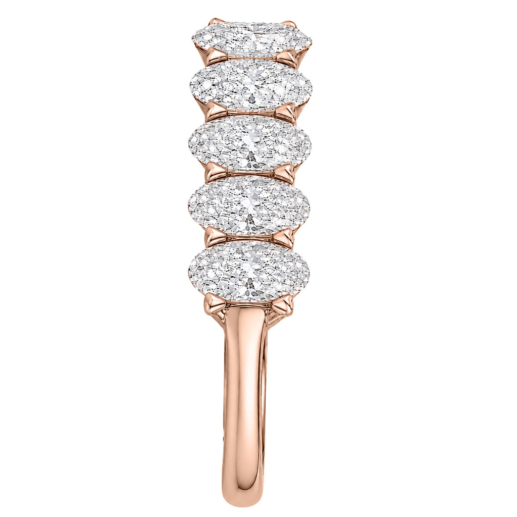 2.00-3.00 Carat T.W. Oval-cut Lab Grown Diamond (F/VS+) 14K Gold 5 Stone Band Ring