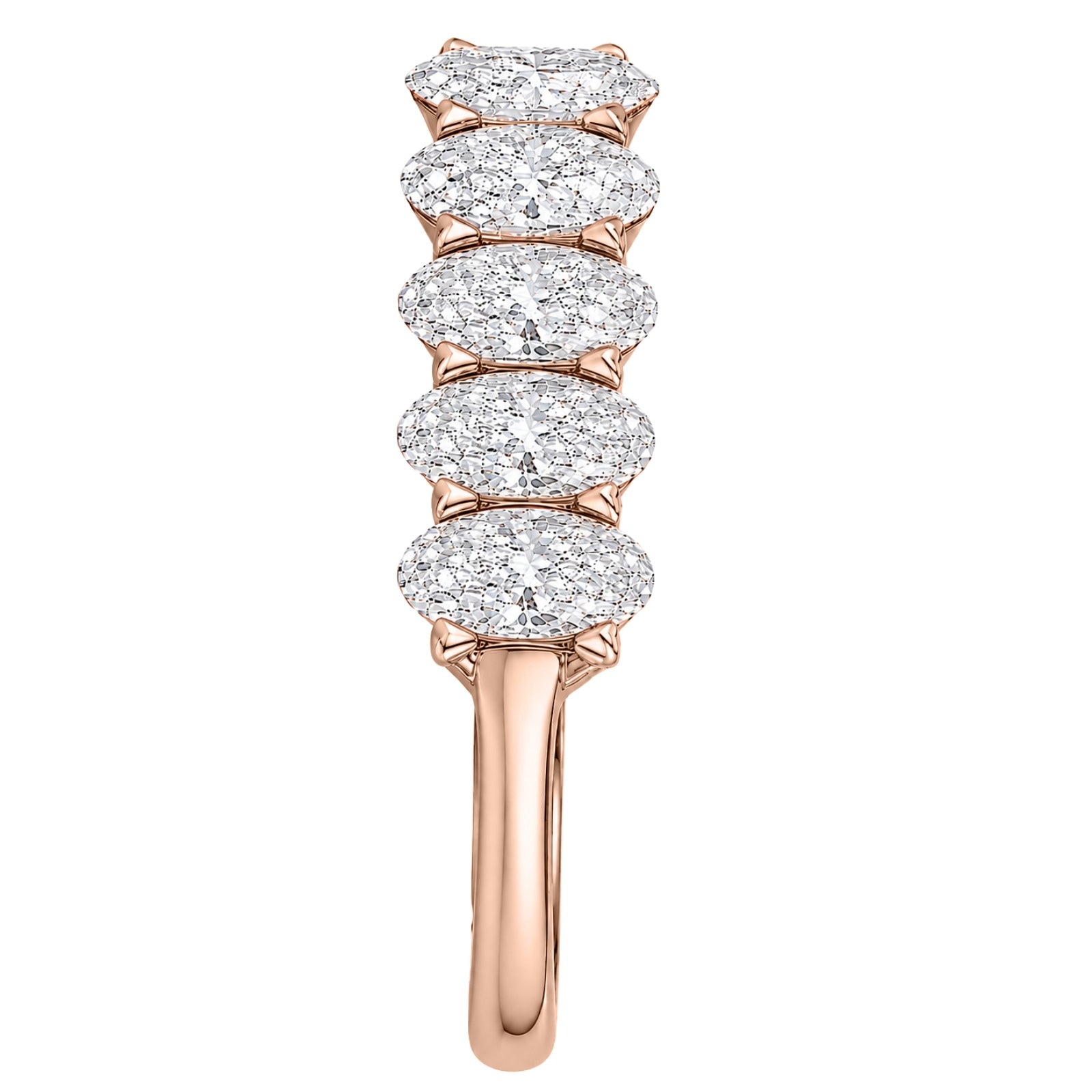 2.00-3.00 Carat T.W. Oval-cut Lab Grown Diamond (F/VS+) 14K Gold 5 Stone Band Ring