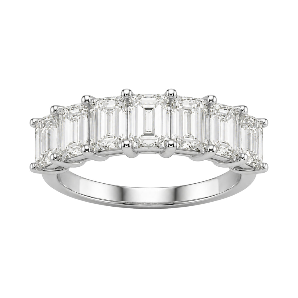 2.00 - 5.00 Carat T.W. Emerald-cut Lab Grown Diamond (F/VS+) 14K Gold 7 Stone Band Ring