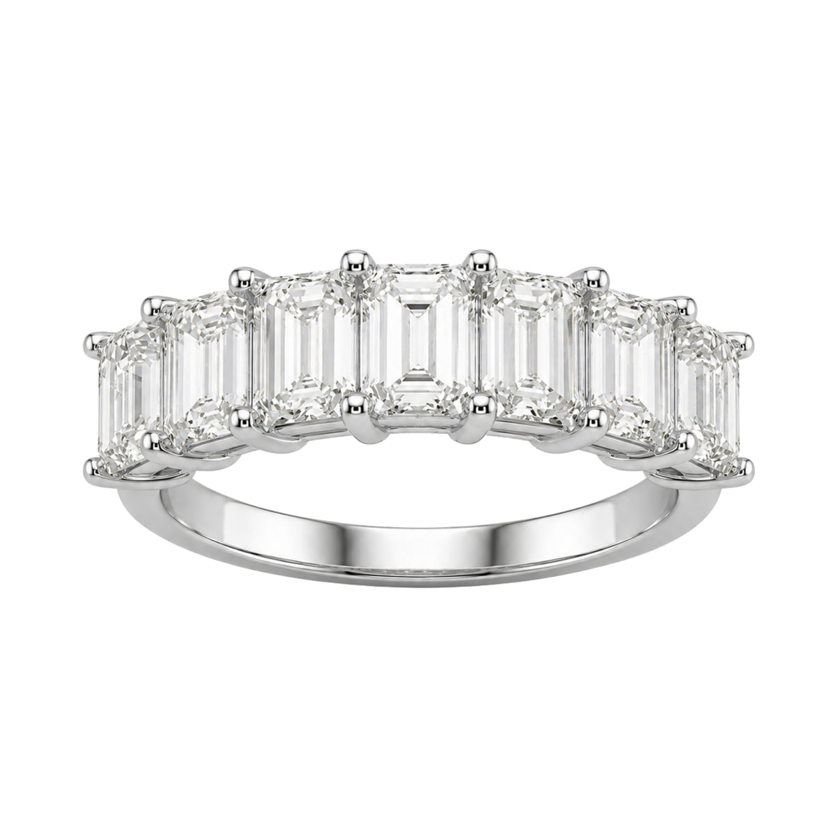 2.00 - 5.00 Carat T.W. Emerald-cut Lab Grown Diamond (F/VS+) 14K Gold 7 Stone Band Ring