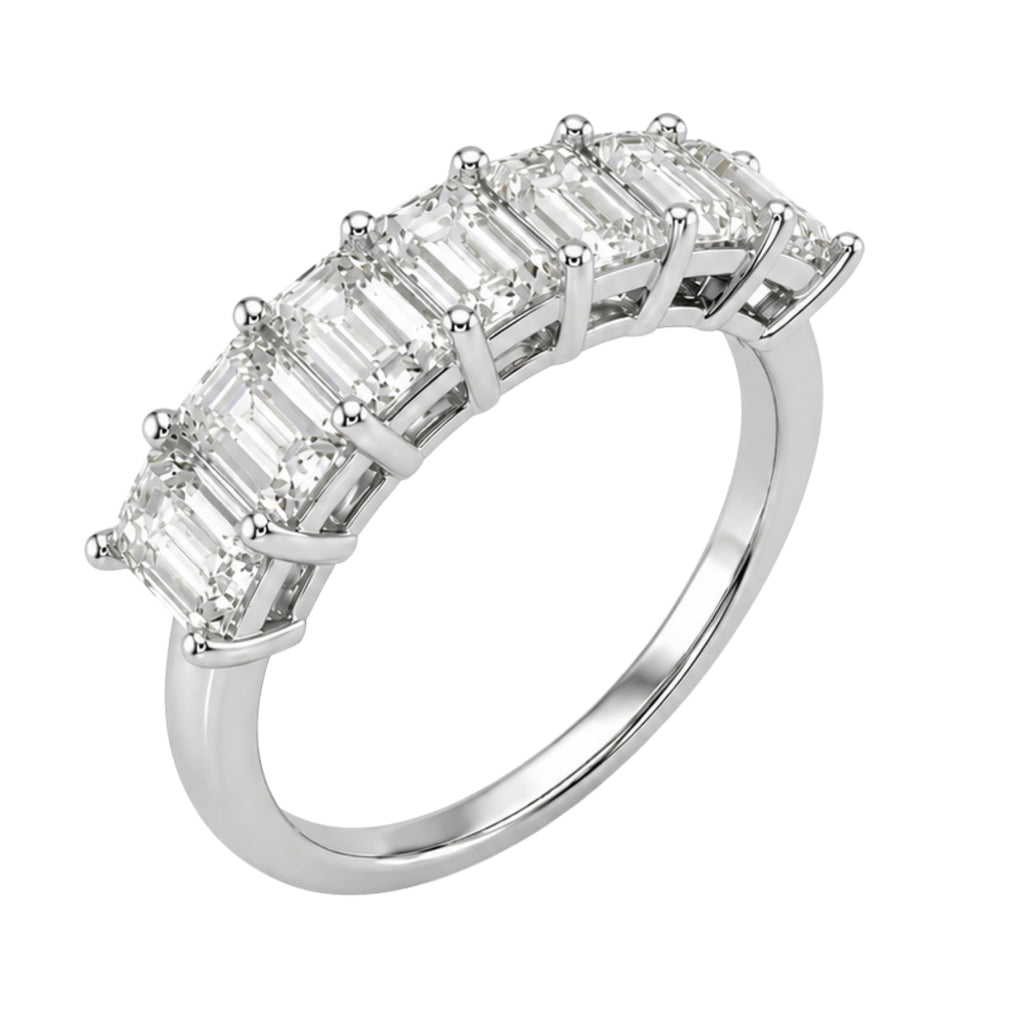 2.00 - 5.00 Carat T.W. Emerald-cut Lab Grown Diamond (F/VS+) 14K Gold 7 Stone Band Ring
