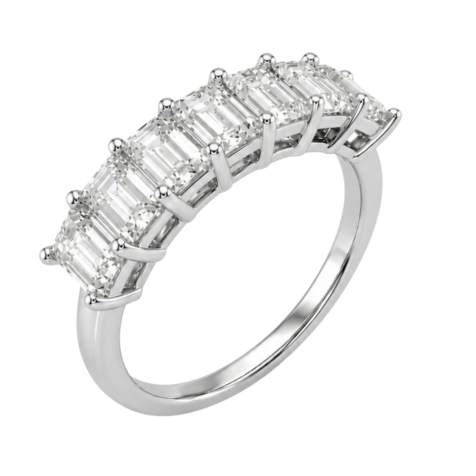 2.00 - 5.00 Carat T.W. Emerald-cut Lab Grown Diamond (F/VS+) 14K Gold 7 Stone Band Ring
