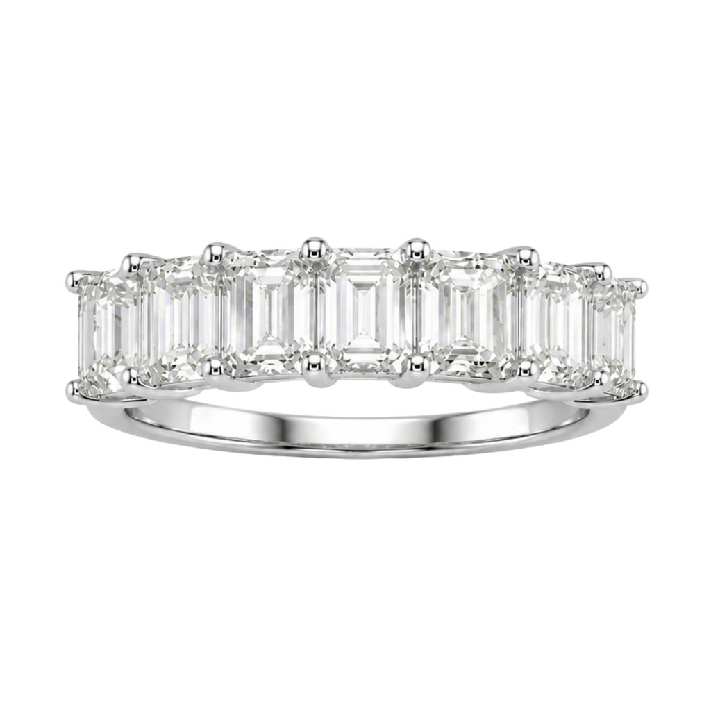 2.00 - 5.00 Carat T.W. Emerald-cut Lab Grown Diamond (F/VS+) 14K Gold 7 Stone Band Ring