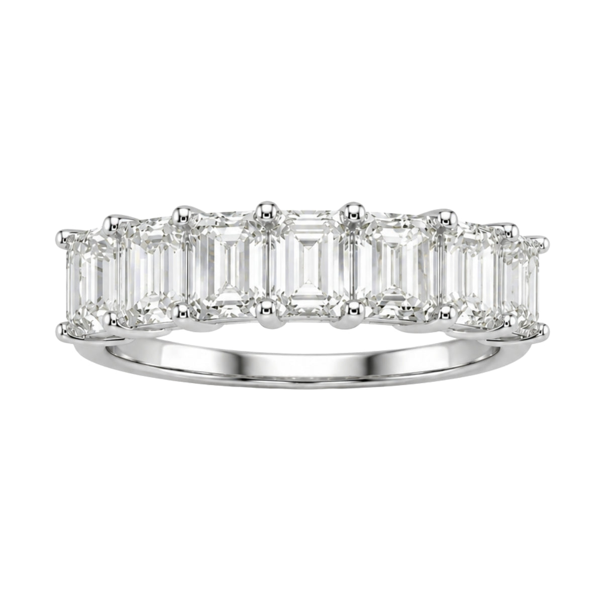 2.00 - 5.00 Carat T.W. Emerald-cut Lab Grown Diamond (F/VS+) 14K Gold 7 Stone Band Ring
