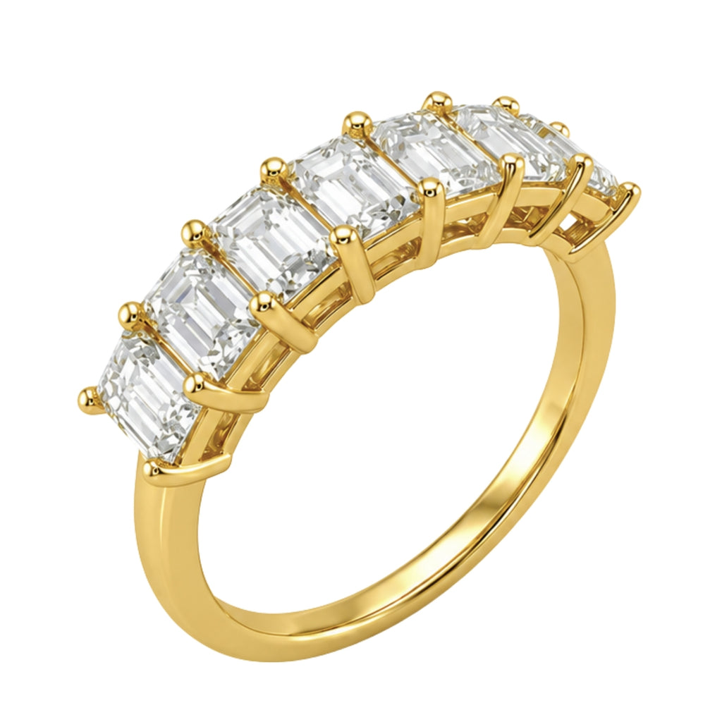 2.00 - 5.00 Carat T.W. Emerald-cut Lab Grown Diamond (F/VS+) 14K Gold 7 Stone Band Ring