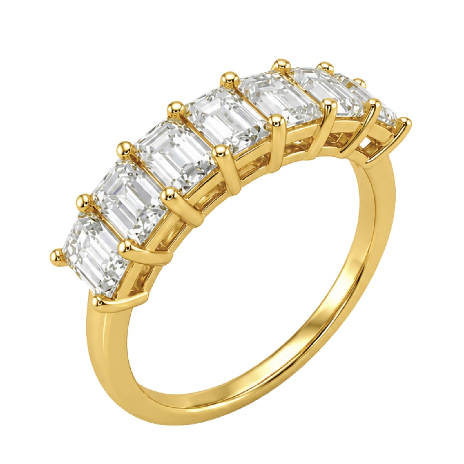 2.00 - 5.00 Carat T.W. Emerald-cut Lab Grown Diamond (F/VS+) 14K Gold 7 Stone Band Ring