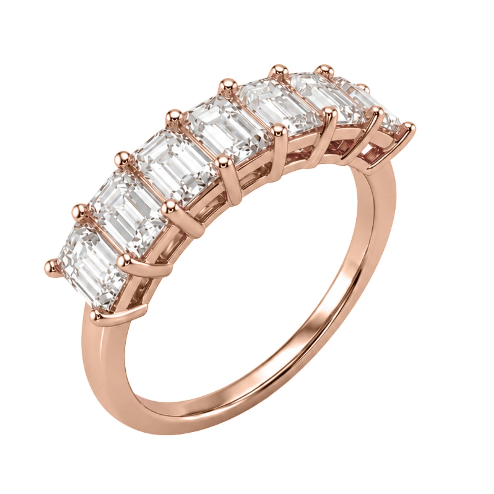 2.00 - 5.00 Carat T.W. Emerald-cut Lab Grown Diamond (F/VS+) 14K Gold 7 Stone Band Ring