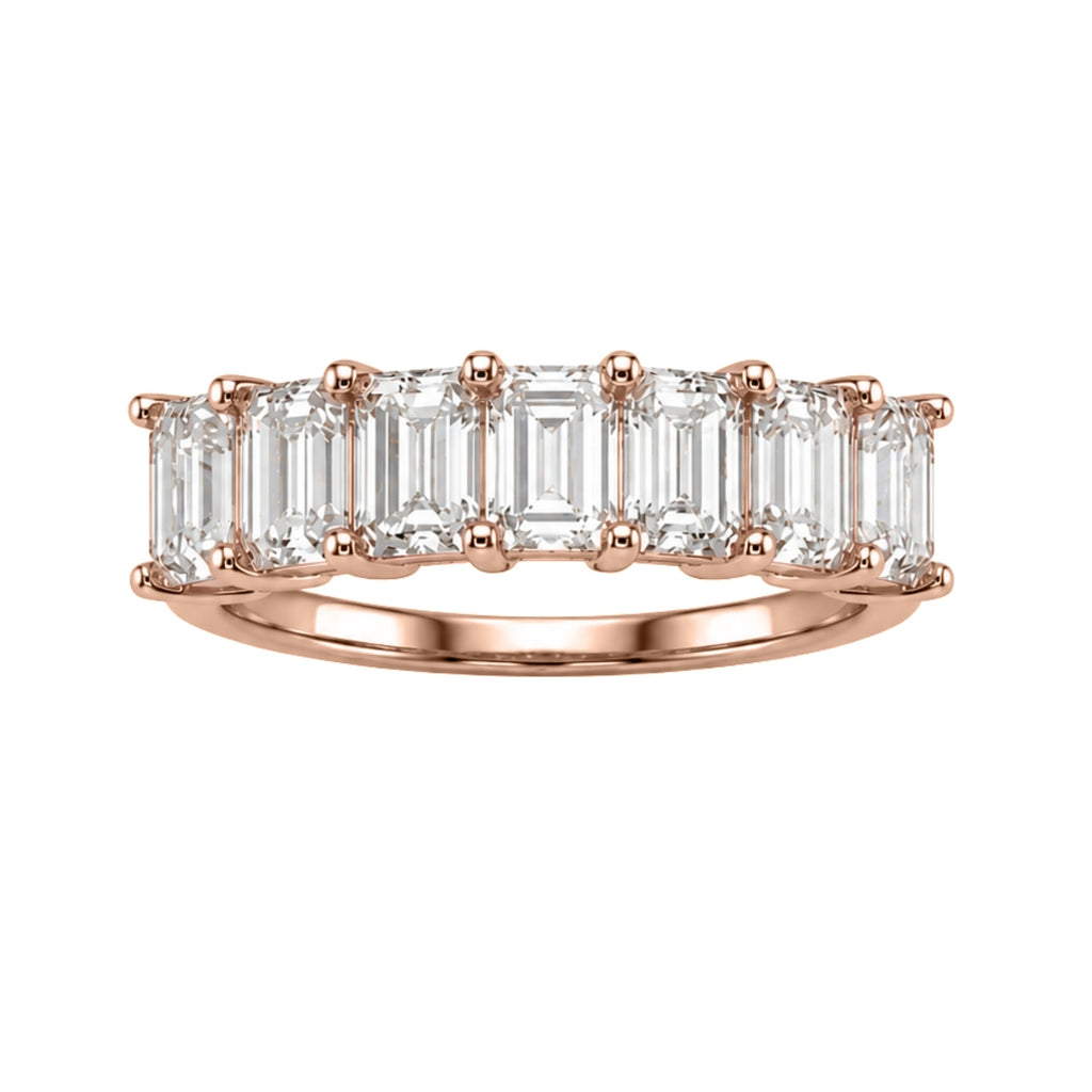 2.00 - 5.00 Carat T.W. Emerald-cut Lab Grown Diamond (F/VS+) 14K Gold 7 Stone Band Ring