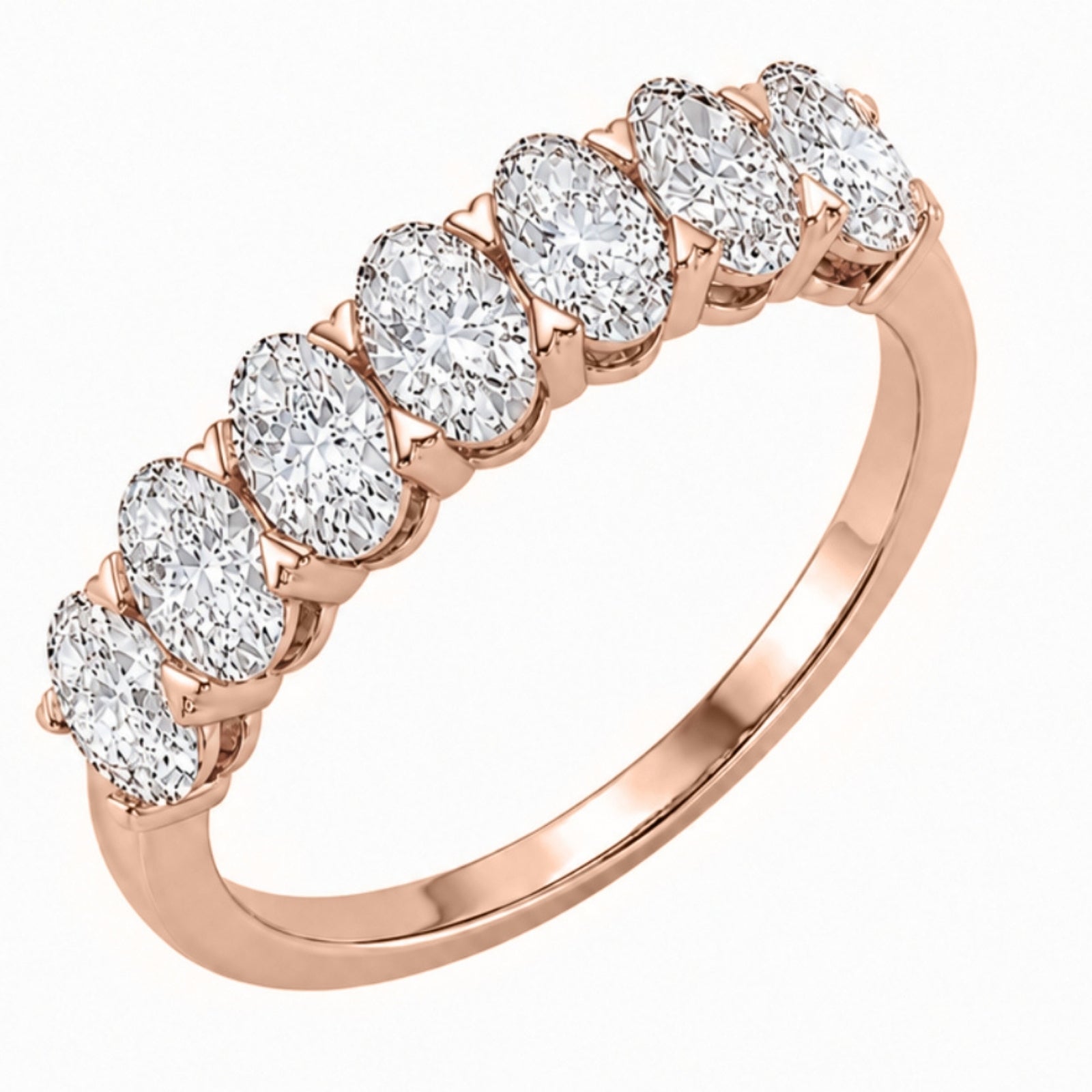 2.00 -3.00 Carat T.W. Oval-cut Lab Grown Diamond (F/VS+) 14K Gold 7 Stone Band Ring